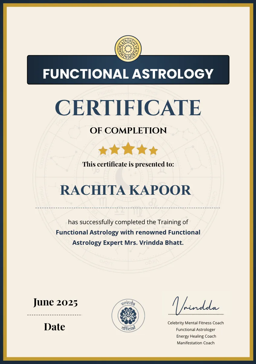 Functional Astrology Certificate — Rachita Kapoor